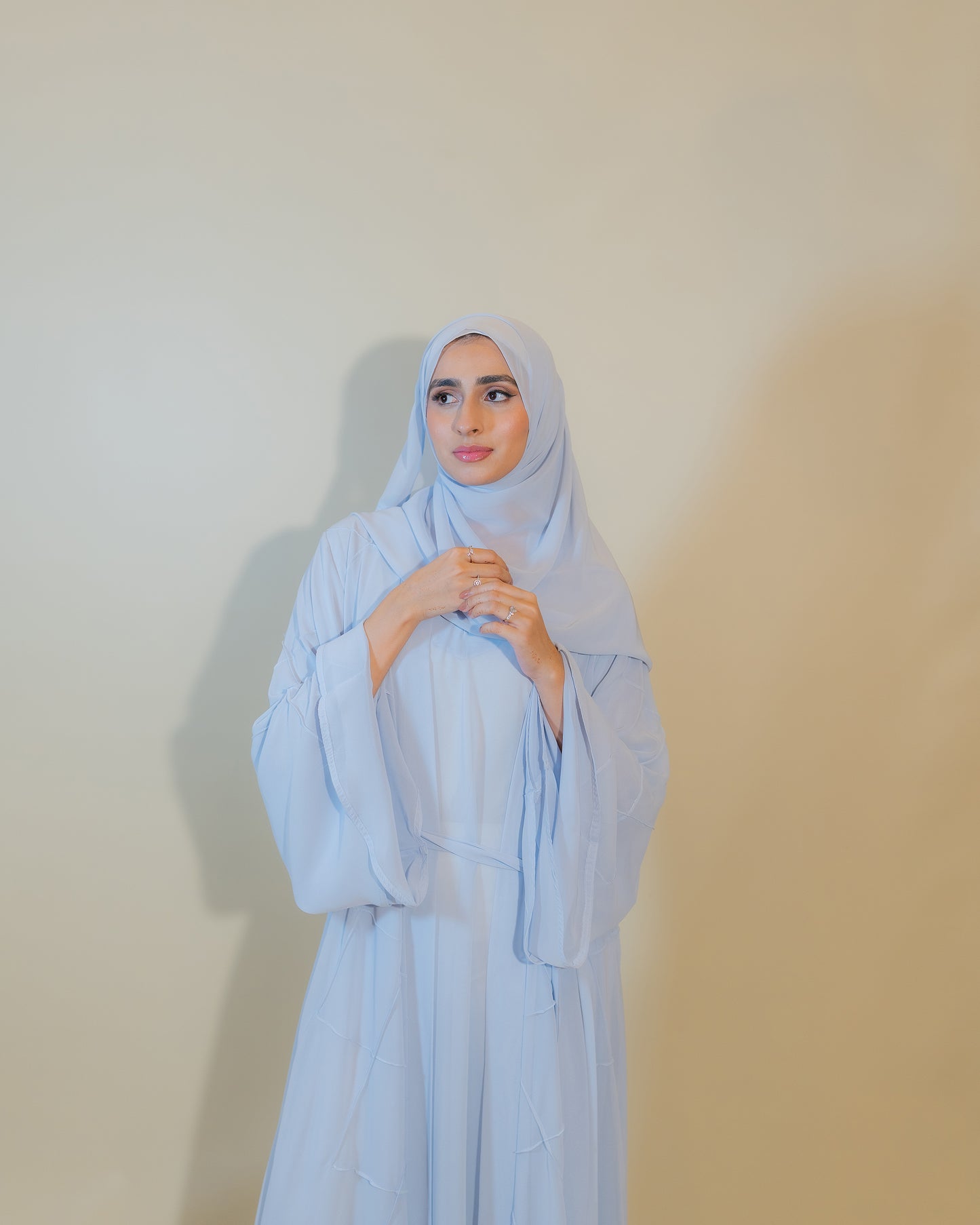 Sky Blue Chiffon Double Abaya
