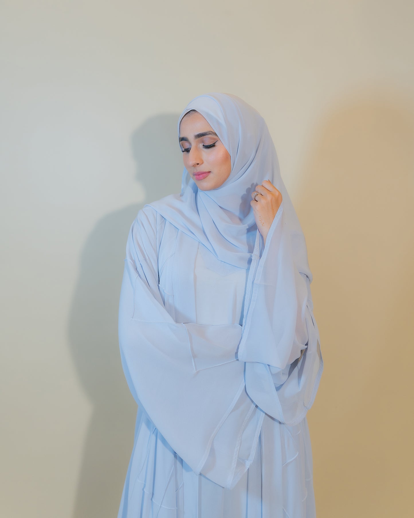 Sky Blue Chiffon Double Abaya
