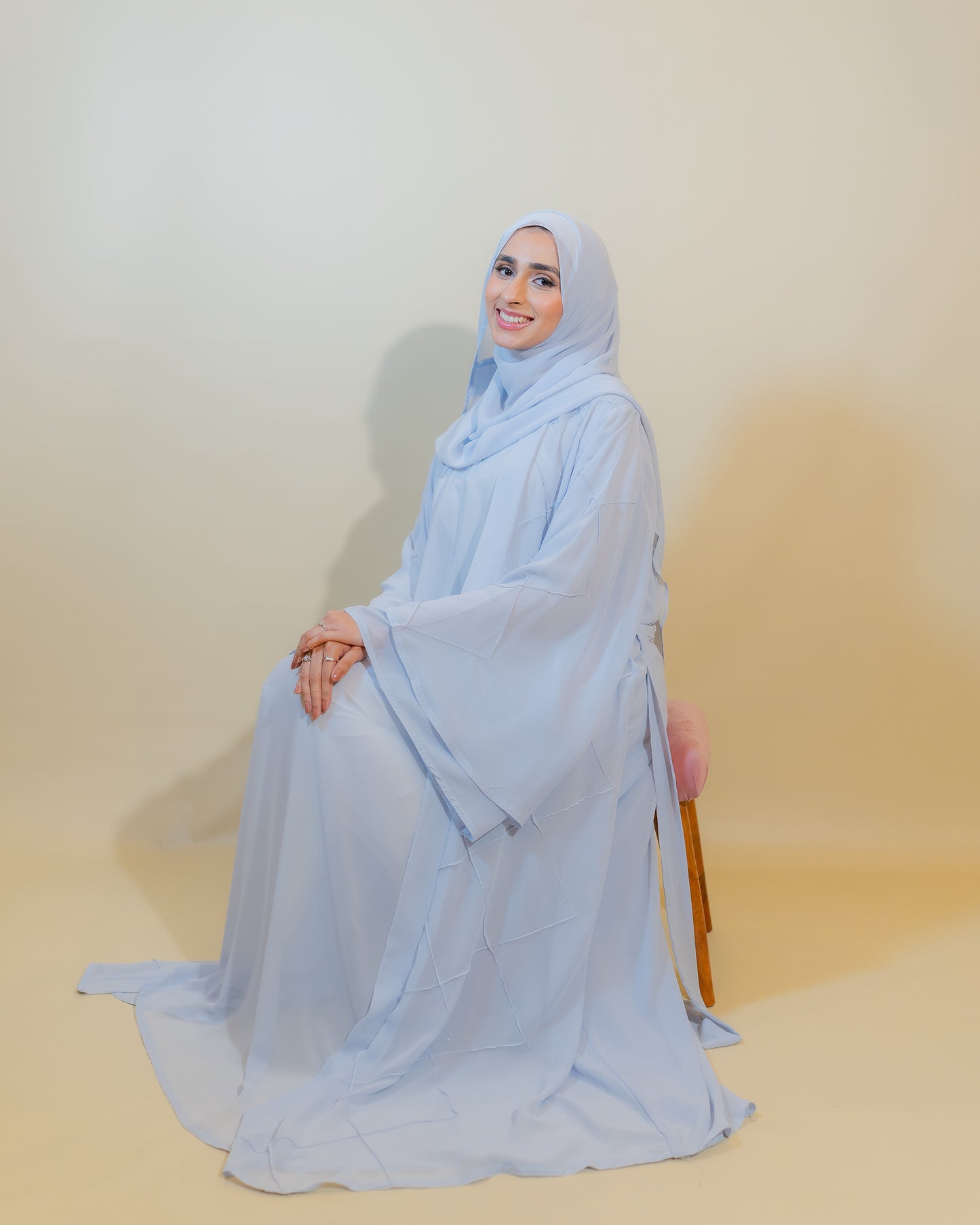 Sky Blue Chiffon Double Abaya