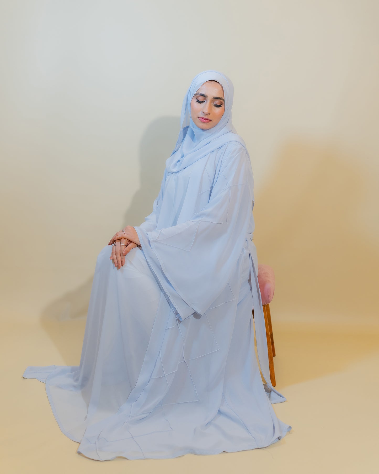 Sky Blue Chiffon Double Abaya