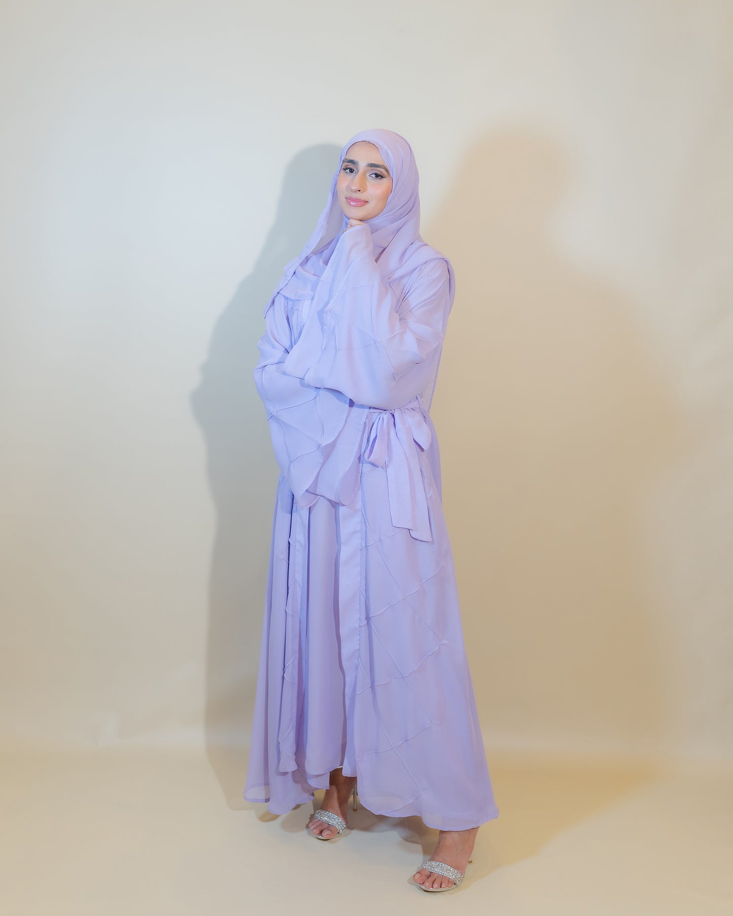 Lilac Chiffon Double Abaya