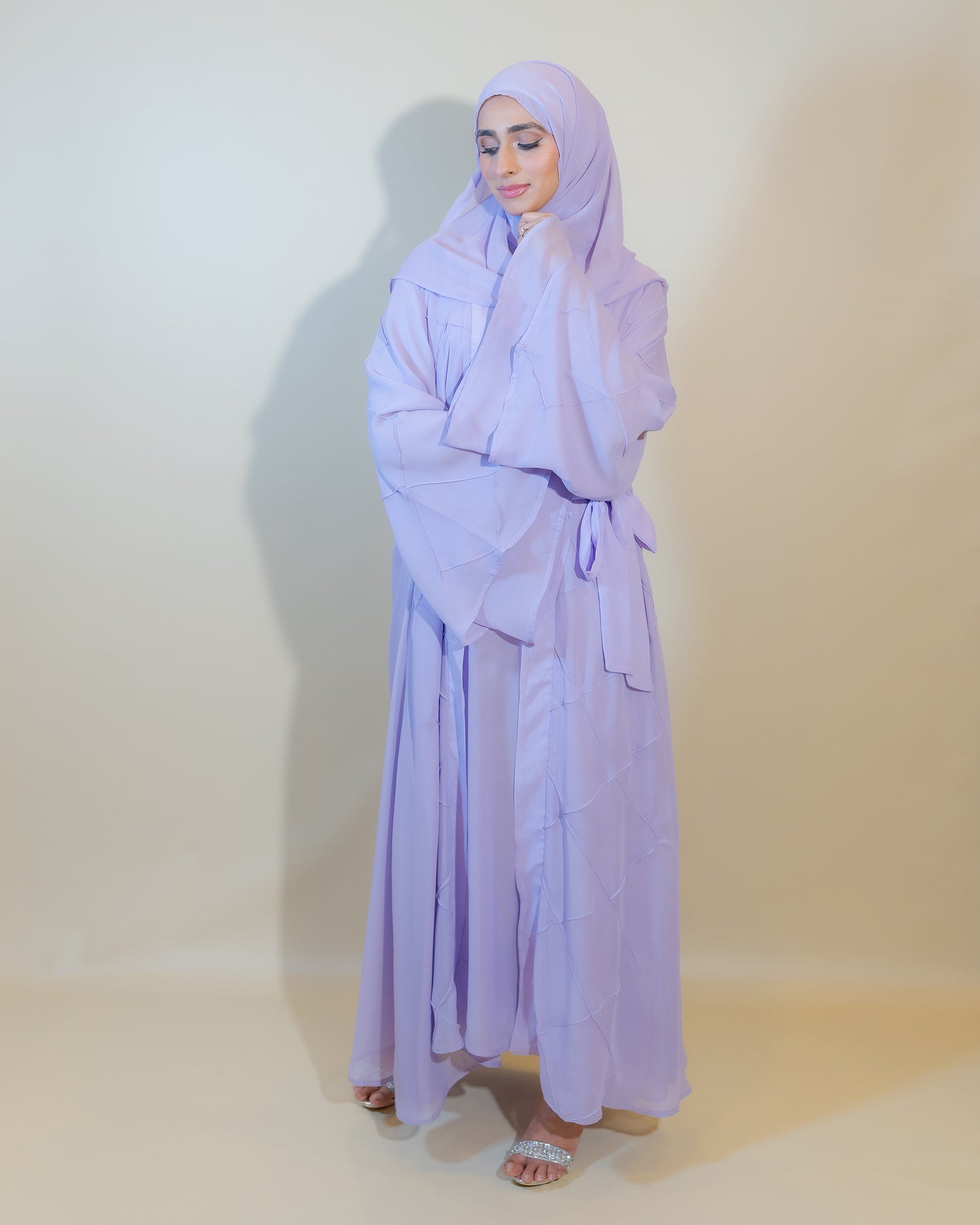 Lilac Chiffon Double Abaya