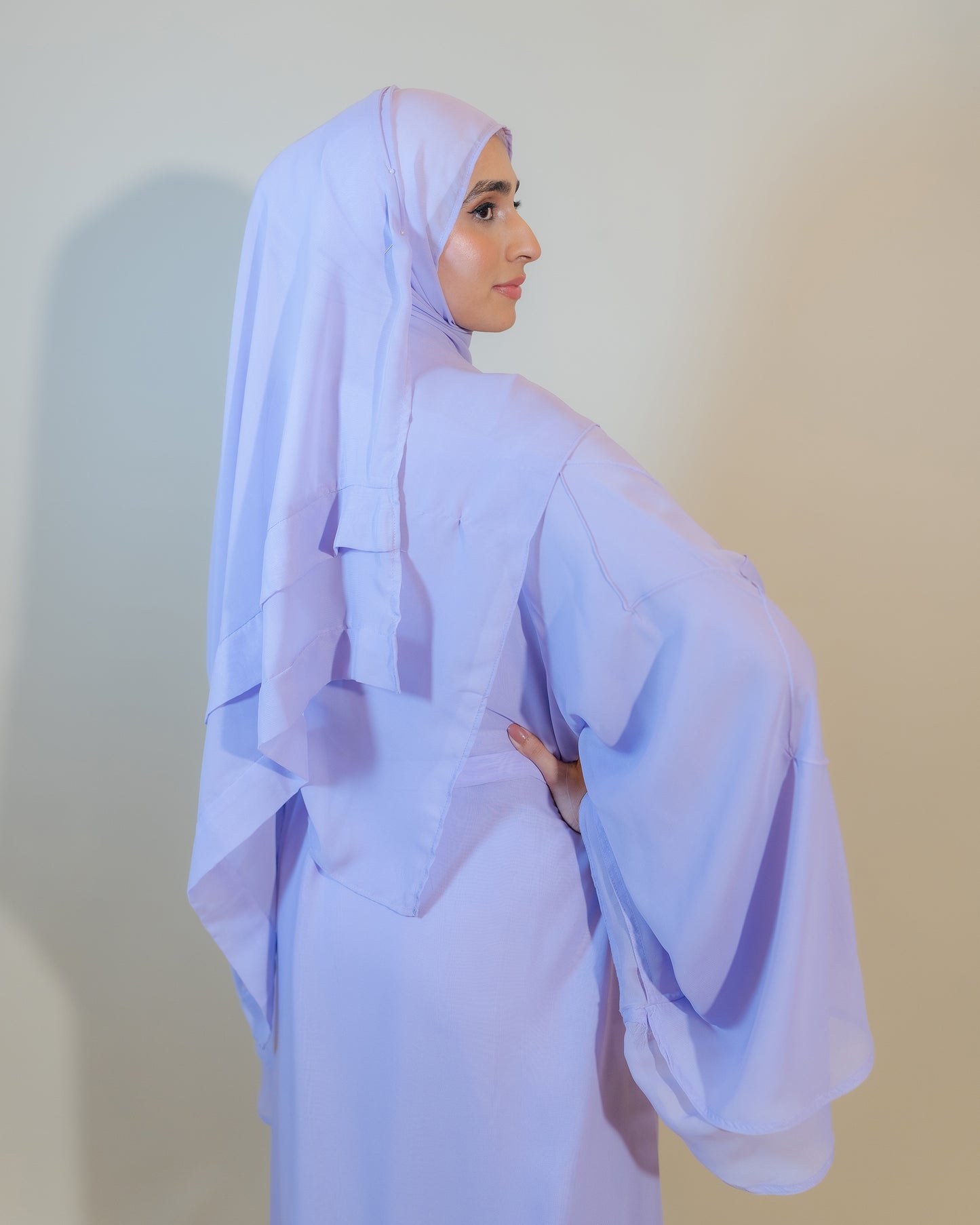 Lilac Chiffon Double Abaya
