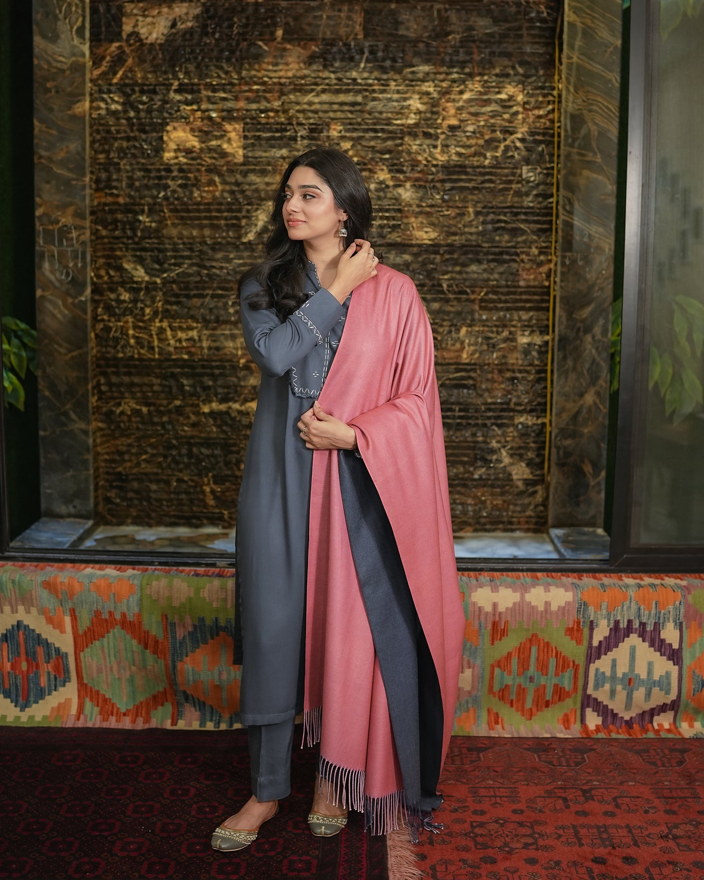 Double Sided Wool Shawl