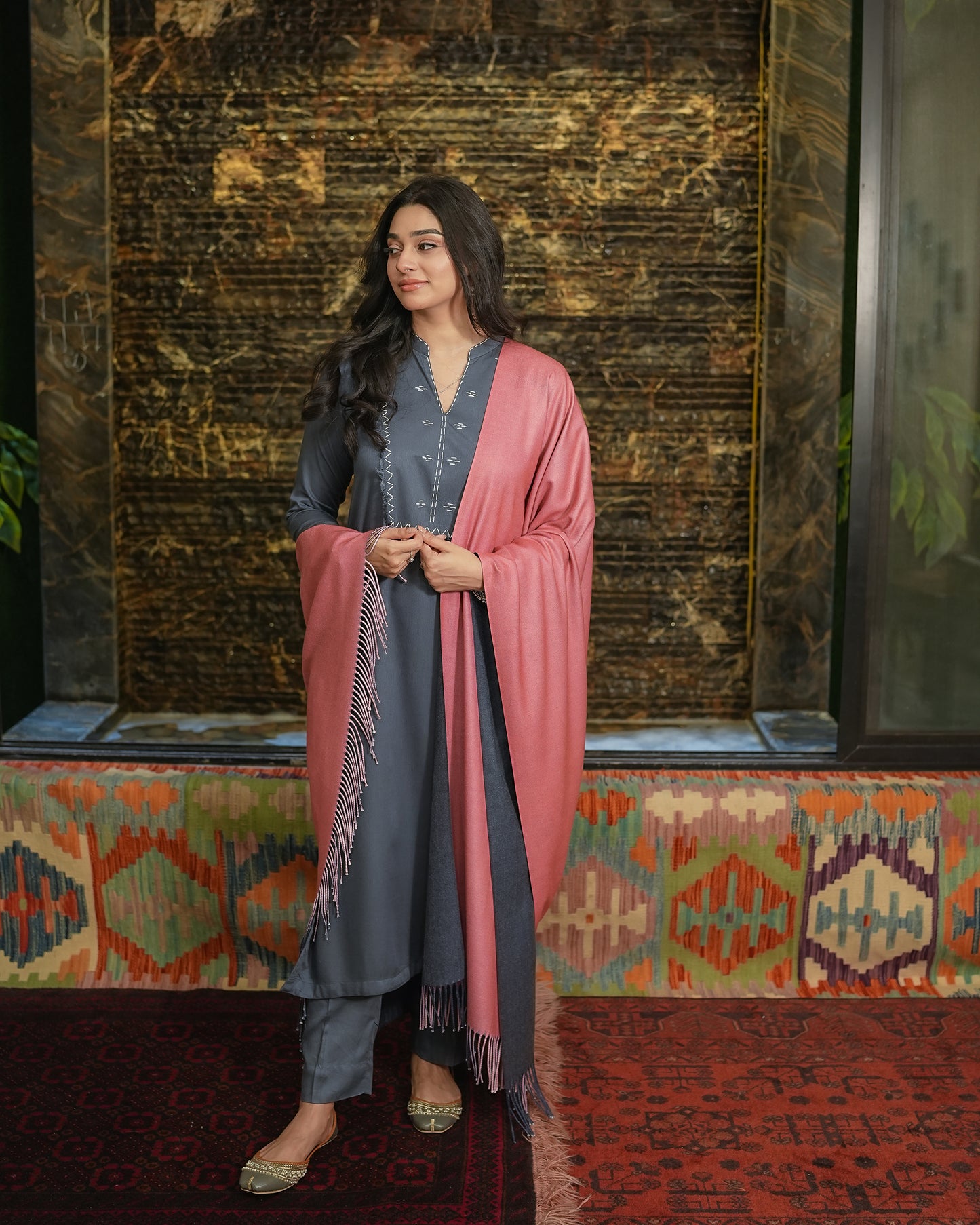 Double Sided Wool Shawl