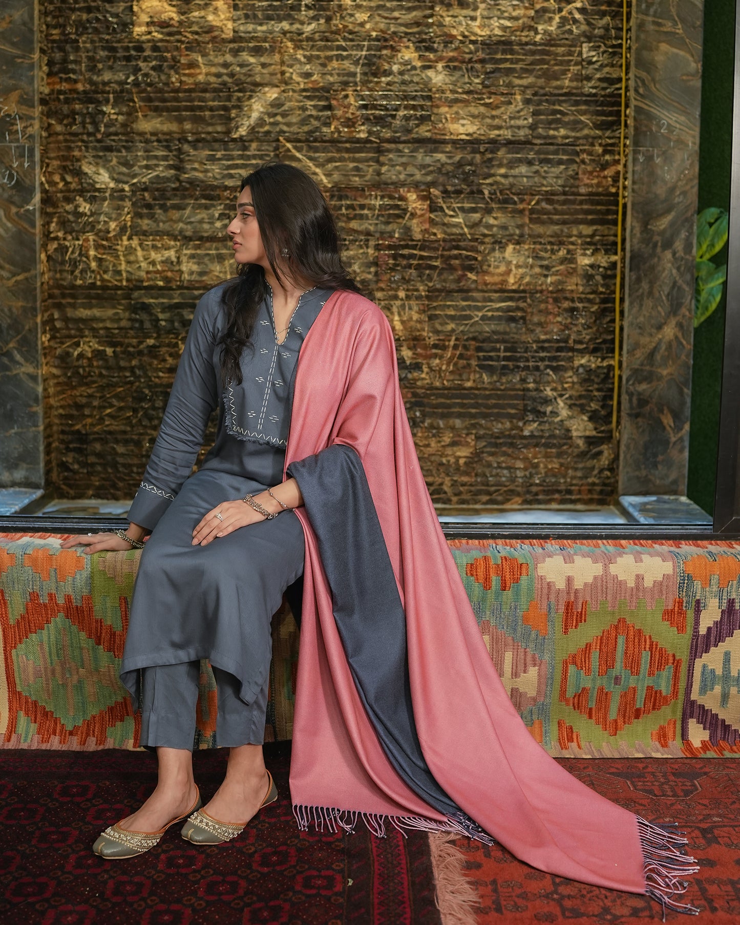 Double Sided Wool Shawl